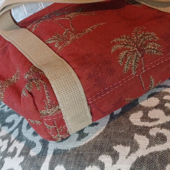 🔥🔥Bonnie Bag Upholstery palm trees vintage knitting needle point storage tote - Picture 4 of 16